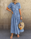 Grace | Robe Midi en Jean à Boutons