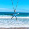 Collier avec Pendentif Étoile de Mer en Argent avec Opale Bleue