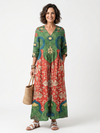 Sloane | Robe Midi à Imprimé Mixte avec Col en V et Poches