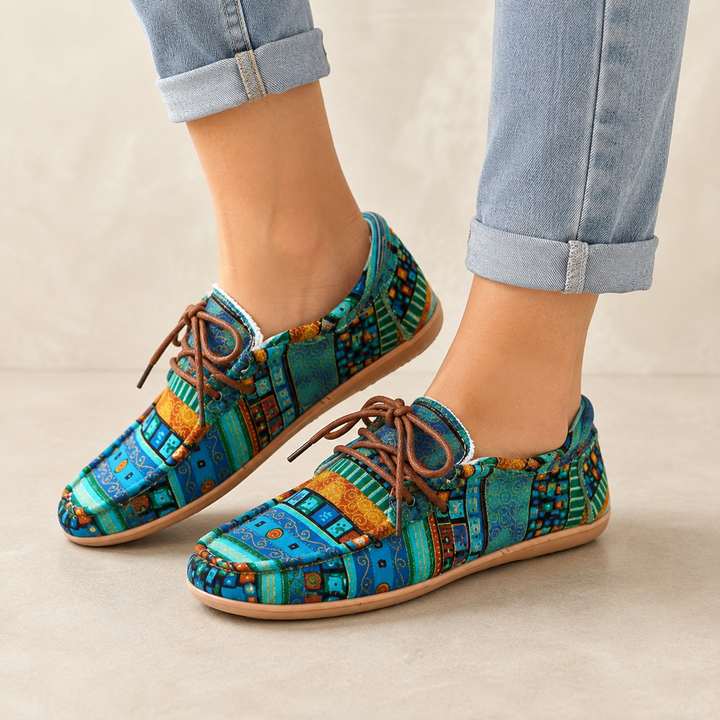 Chaussures en toile pour femmes à imprimé ethnique vintage