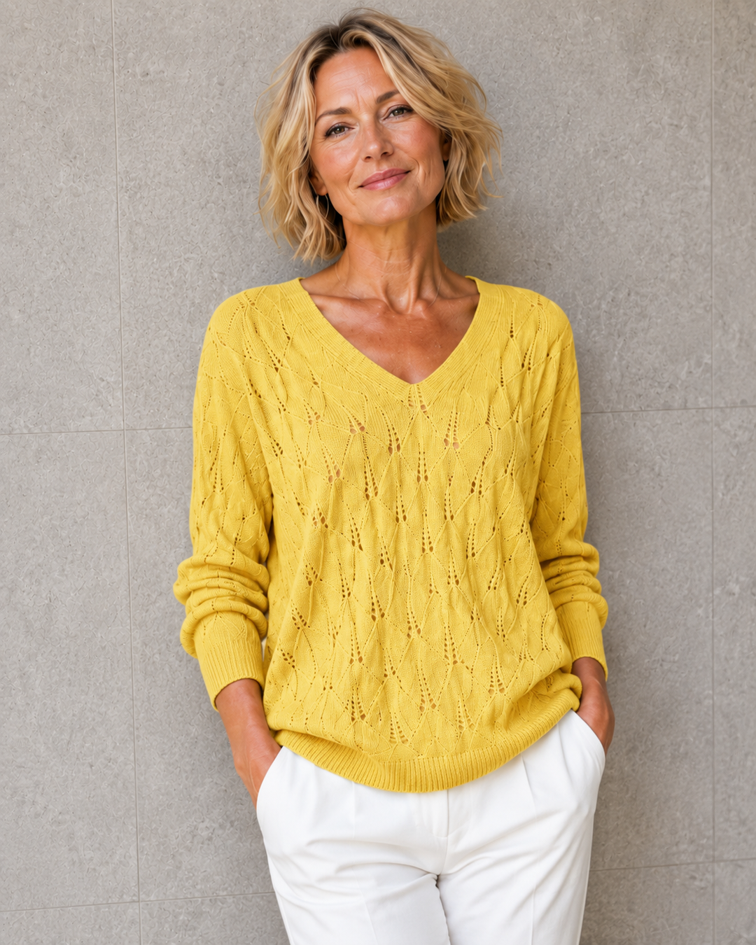 Pulls d'été oversize pour femme, sexy et ajourés, en maille fine, tendance et décontractés, unis, à col en V et manches longues, en crochet