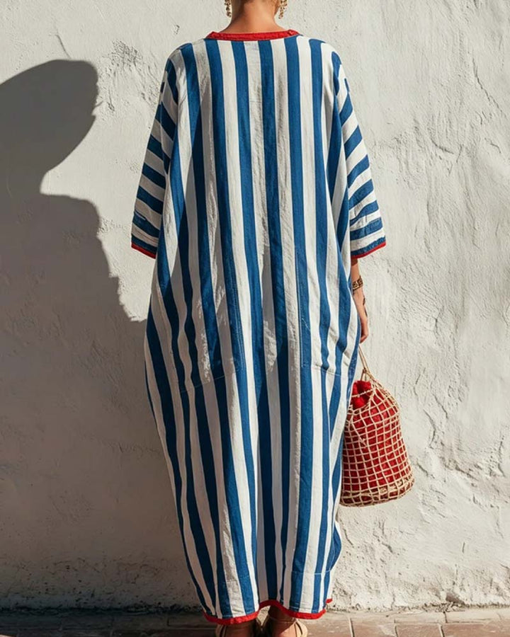 Robe Rayure Verticale Poche