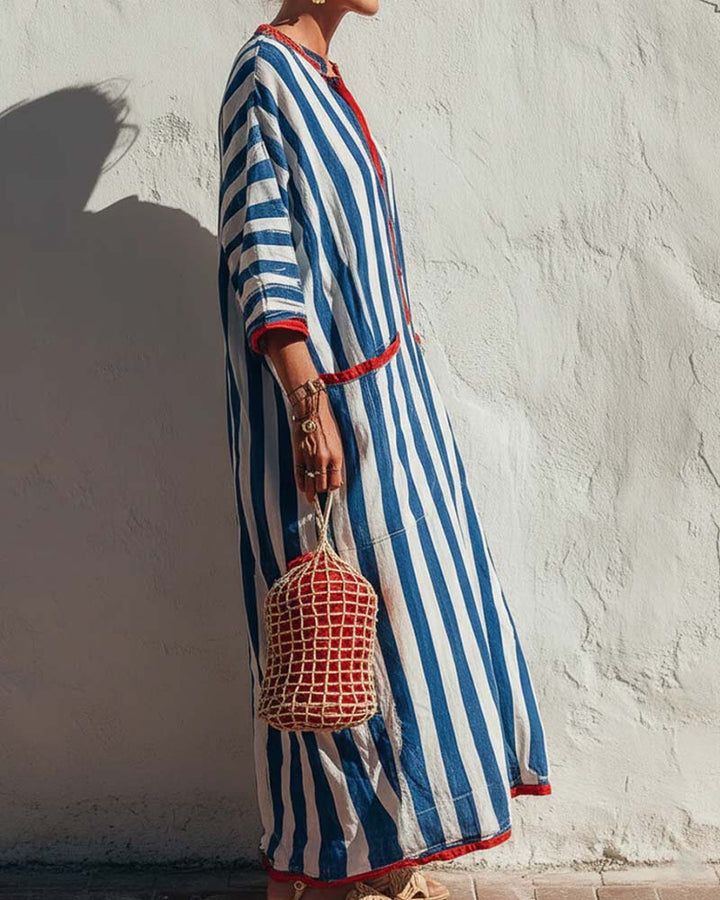 Robe Rayure Verticale Poche