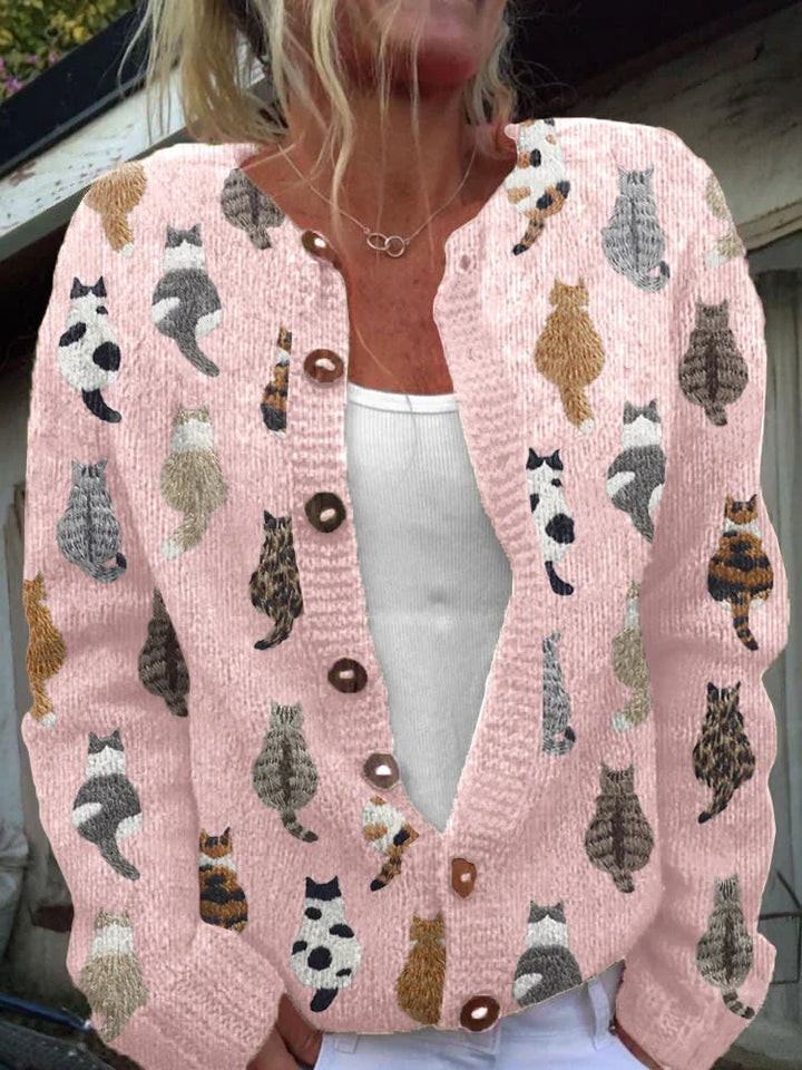 Charlotte | Cardigan Imprimé Chat Confortable