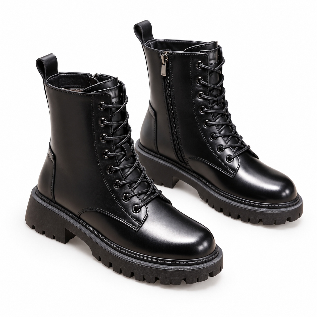 Delphine | Bottes d'hiver noires en cuir