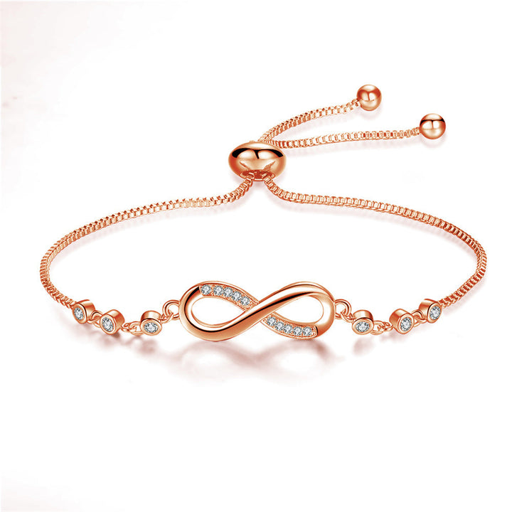 Bracelet ajustable en or rose en forme d'infini