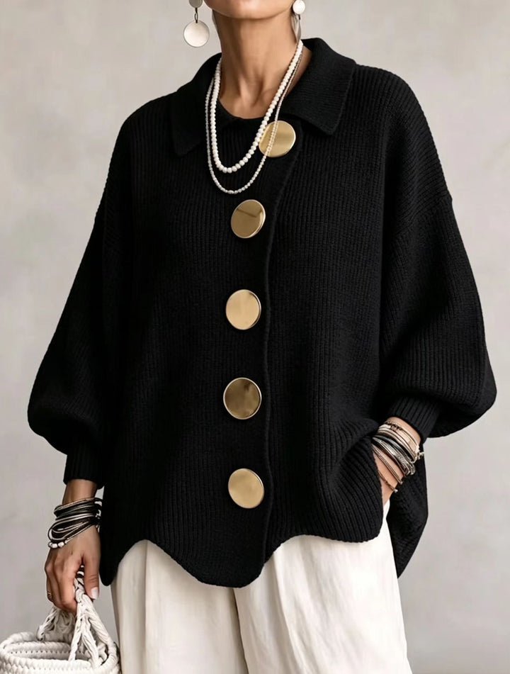 Isadora | Cardigan Oversize avec Col et Grands Boutons en Métal