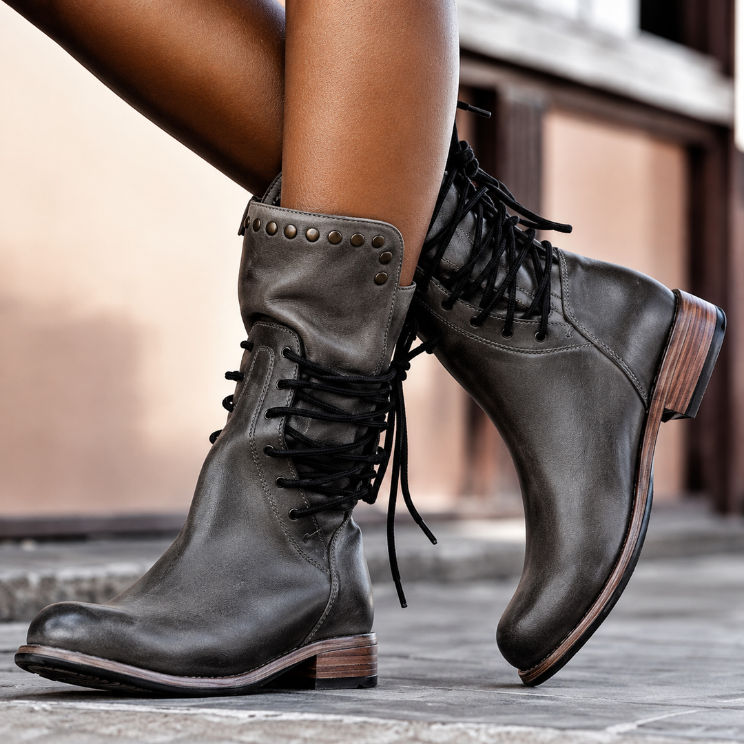 Nova™ | Bottines Biker à Lacets Croisés Doublées Polaire