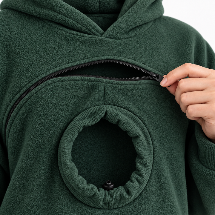 Hoodie de transport pour chat — Poche frontale zippée