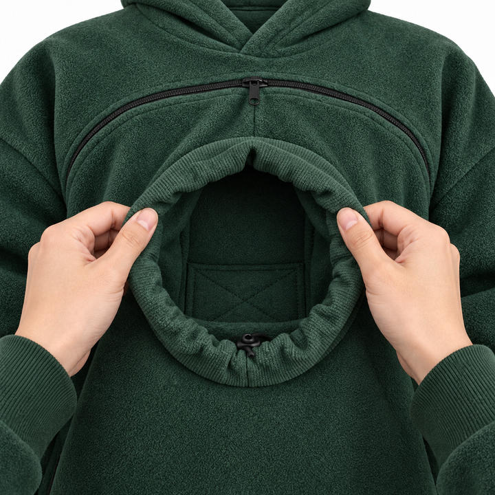 Hoodie de transport pour chat — Poche frontale zippée