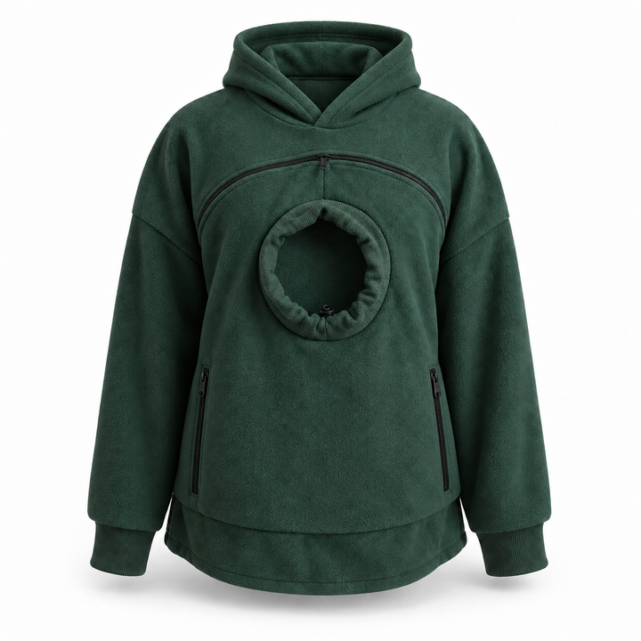 Hoodie de transport pour chat — Poche frontale zippée