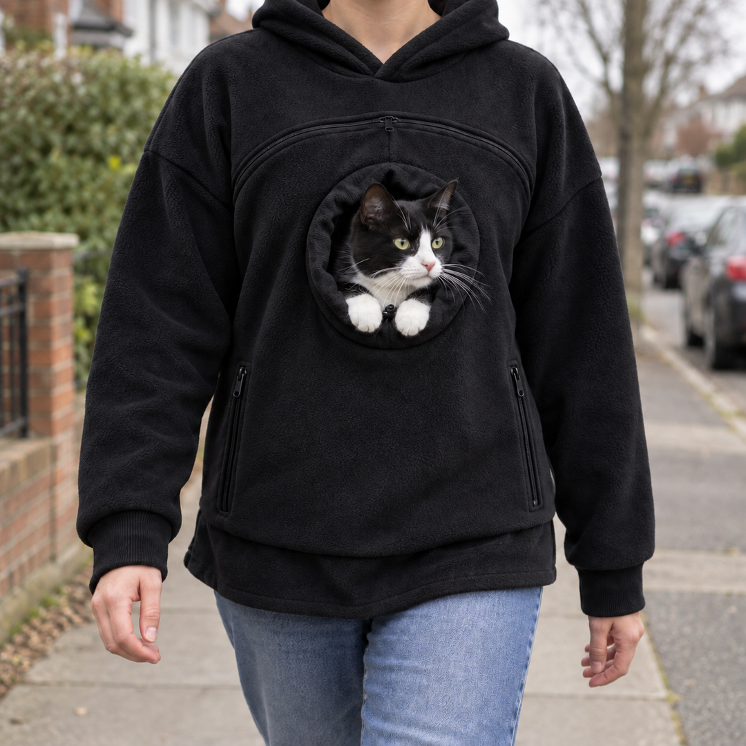 Hoodie de transport pour chat — Poche frontale zippée