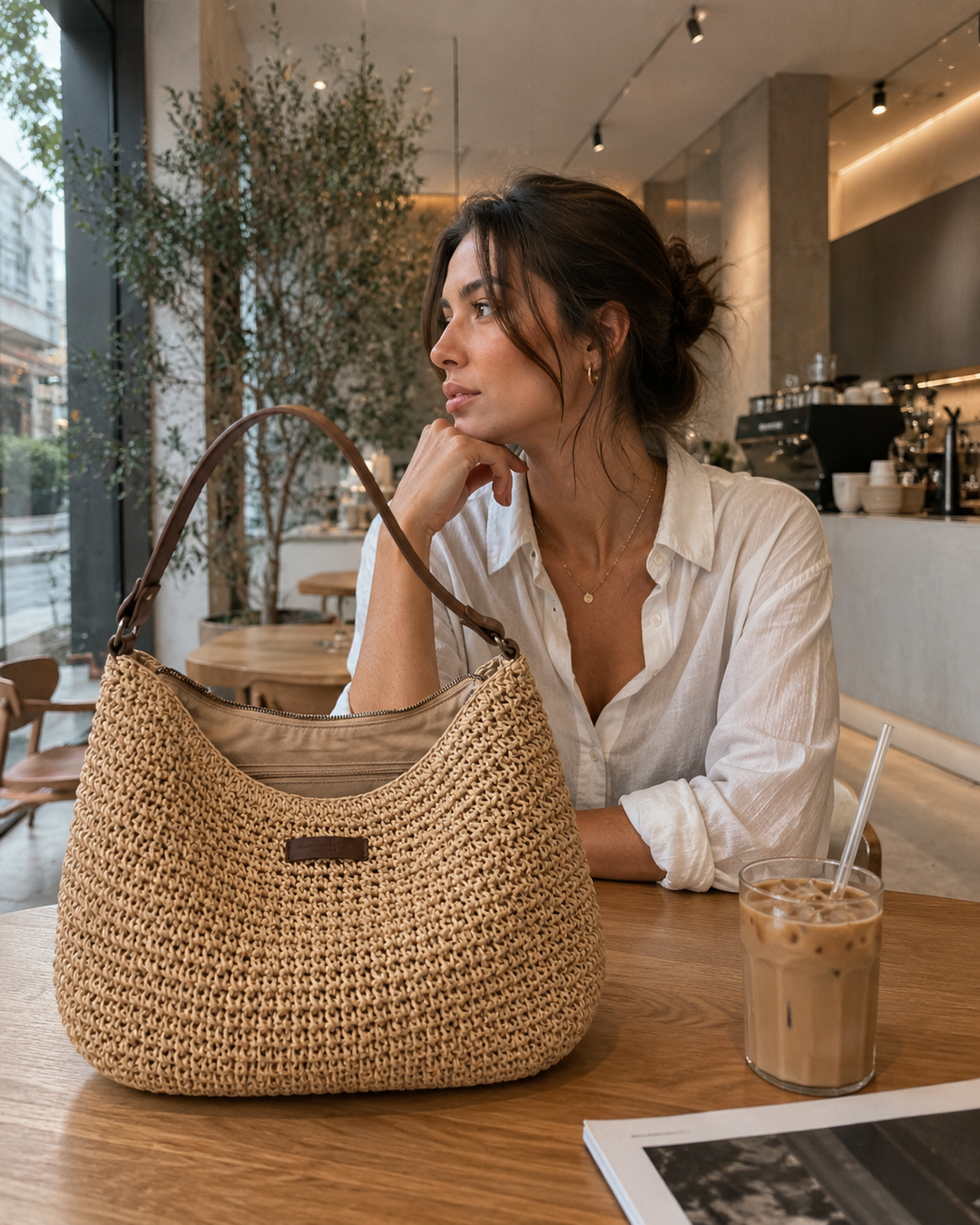 Sac Tressé Élégant avec Bandoulière