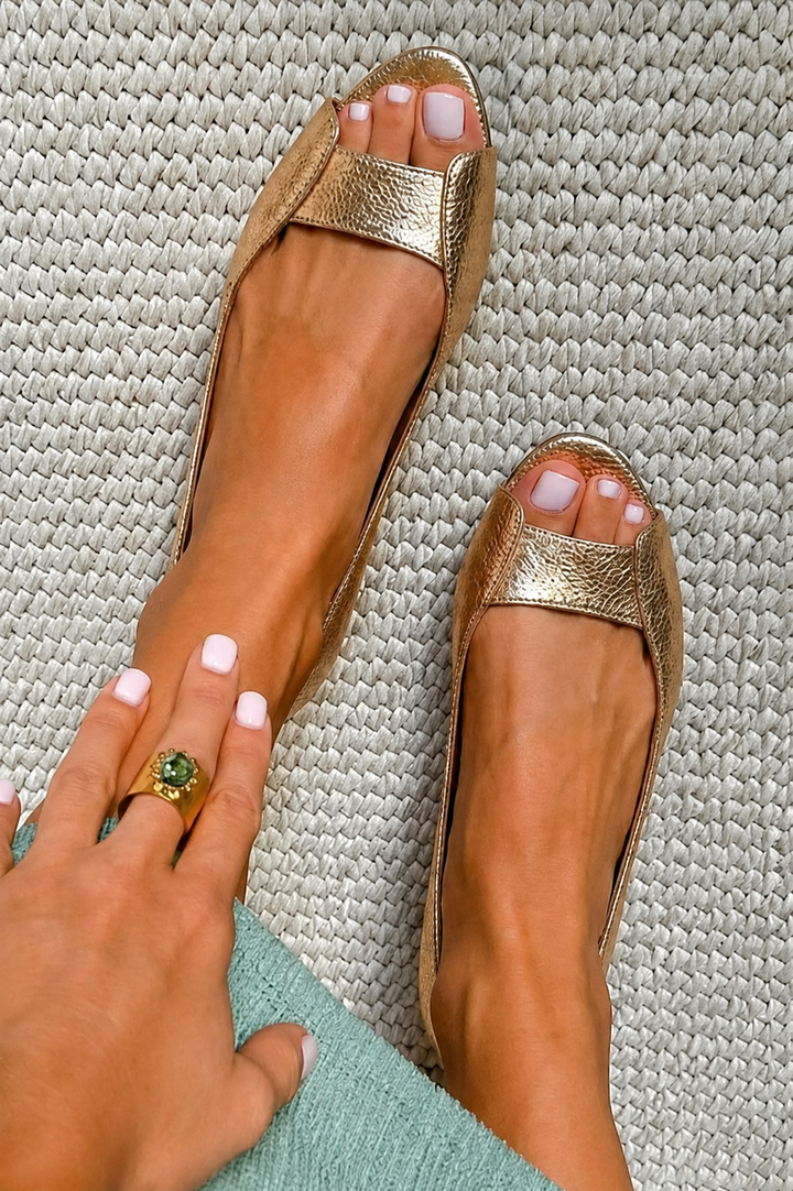 Adelina™ | Sandales Dorées Chic et Confort