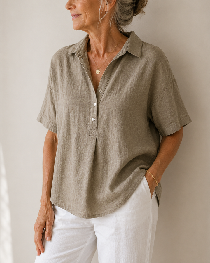 Sonja - Blouse avec col et détail de bouton