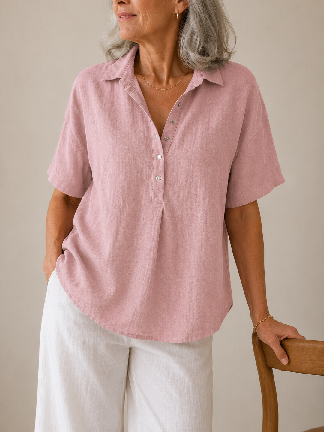 Sonja - Blouse avec col et détail de bouton