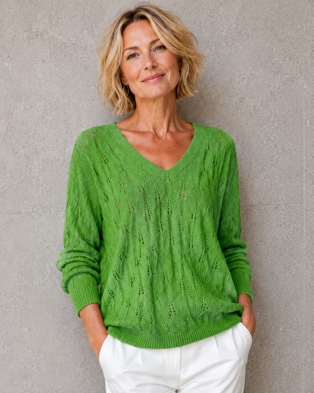 Pulls d'été oversize pour femme, sexy et ajourés, en maille fine, tendance et décontractés, unis, à col en V et manches longues, en crochet