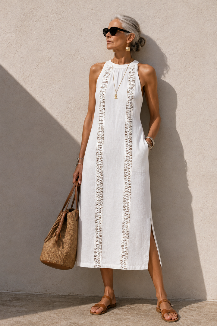 Robe Midi Jimena avec Détails Brodés