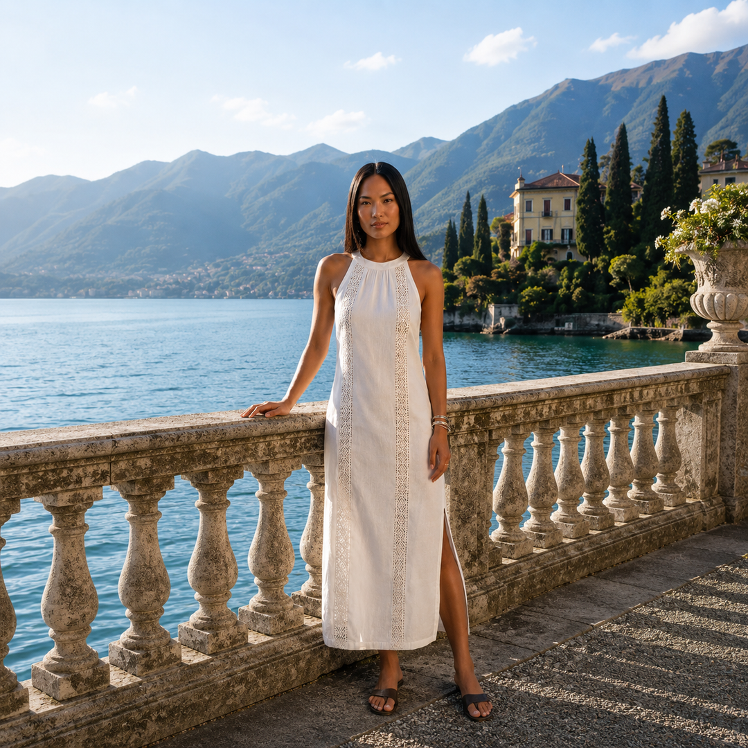 Robe Midi Jimena avec Détails Brodés