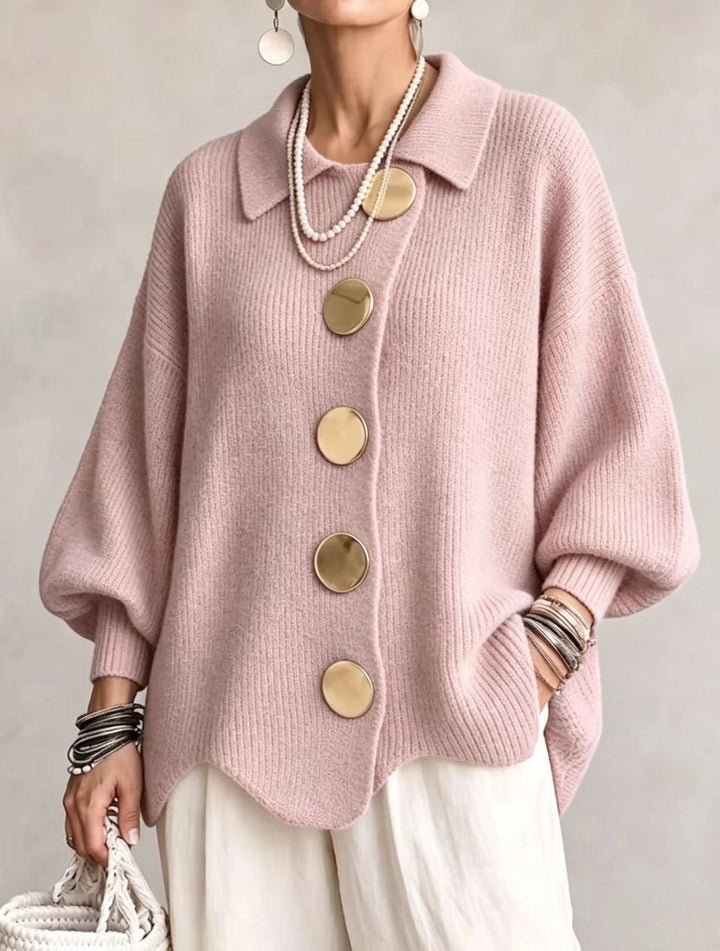 Isadora | Cardigan Oversize avec Col et Grands Boutons en Métal