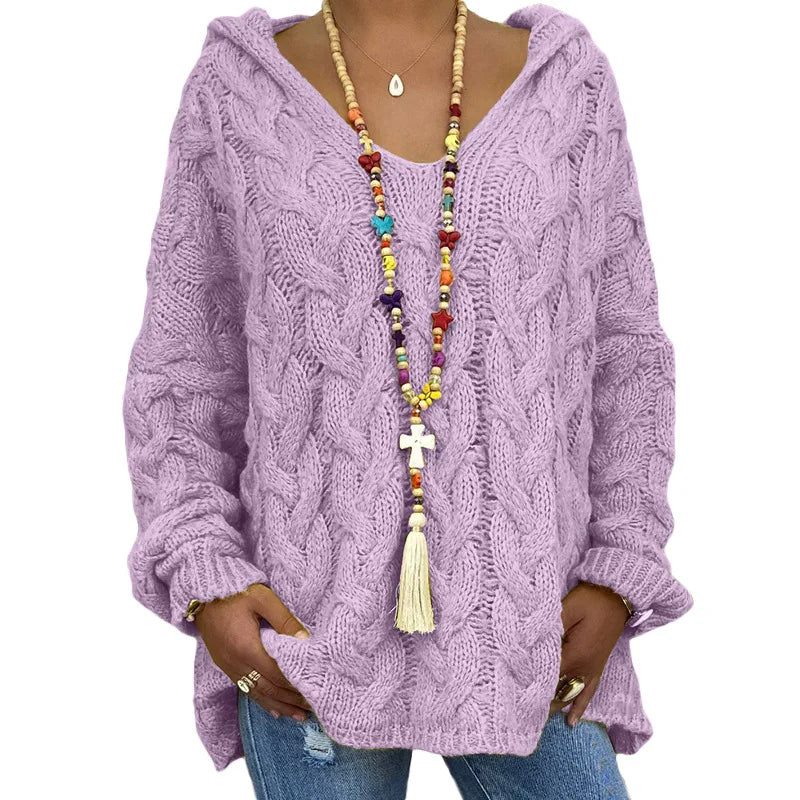 Pulls tricotés à mailles lâches et nœuds torsadés pour femme – Vêtements d'automne-hiver pour femme : sweats à capuche, pulls et manteaux