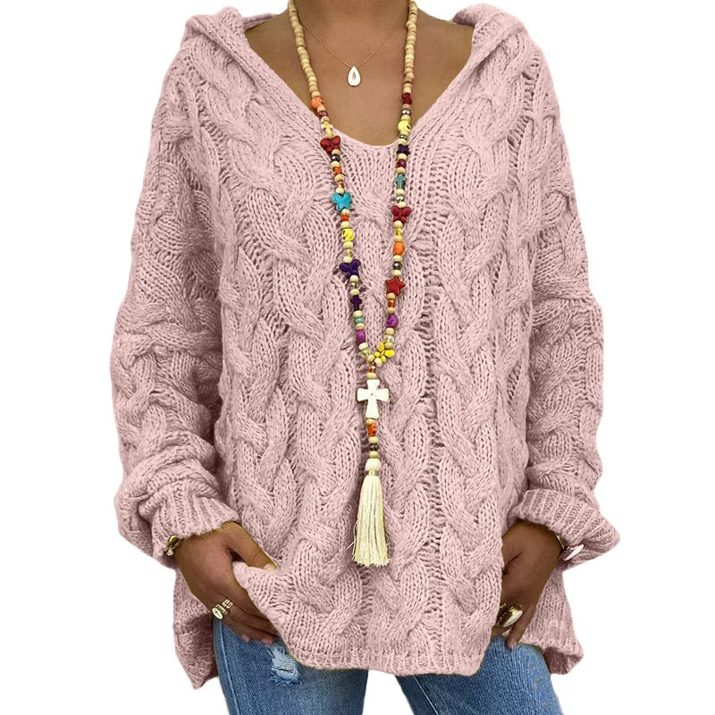 Pulls tricotés à mailles lâches et nœuds torsadés pour femme – Vêtements d'automne-hiver pour femme : sweats à capuche, pulls et manteaux