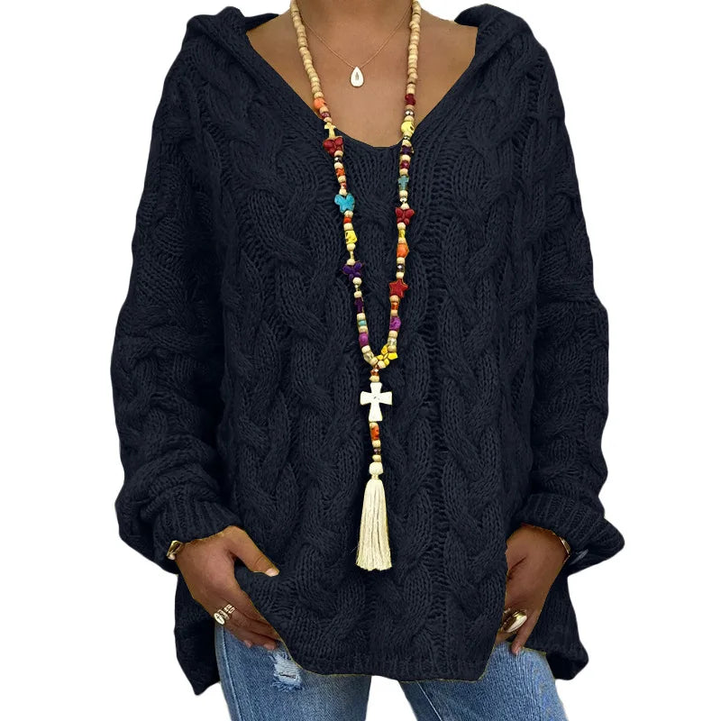 Pulls tricotés à mailles lâches et nœuds torsadés pour femme – Vêtements d'automne-hiver pour femme : sweats à capuche, pulls et manteaux