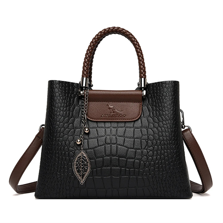 Sac bandoulière en cuir véritable 3 couches alligator pour femmes, sac à main de luxe designer