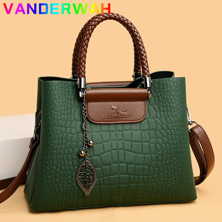 Sac bandoulière en cuir véritable 3 couches alligator pour femmes, sac à main de luxe designer