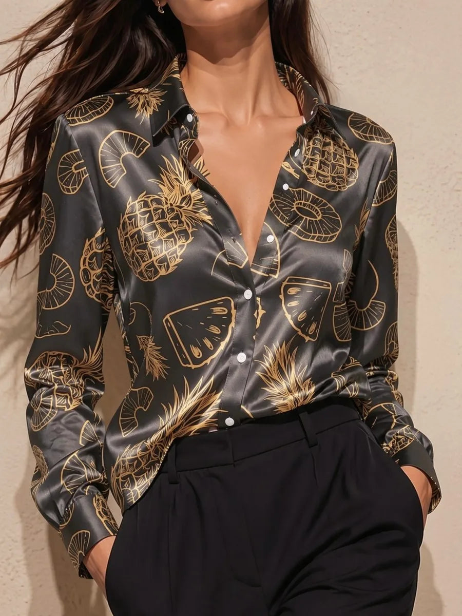 Chemise Satin Femme à Gros Points de Couleur