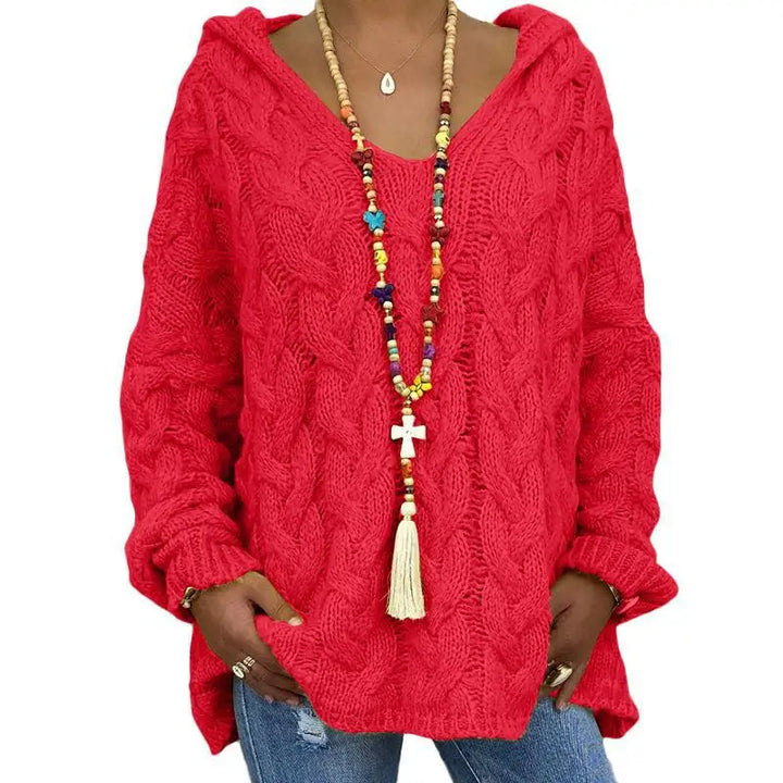 Pulls tricotés à mailles lâches et nœuds torsadés pour femme – Vêtements d'automne-hiver pour femme : sweats à capuche, pulls et manteaux