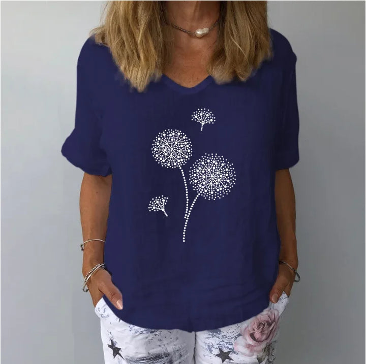 Blouse unie en coton et lin pour femme, style estival décontracté, mode Harajuku, t-shirt imprimé, blouse ample, hauts pour femme, streetwear