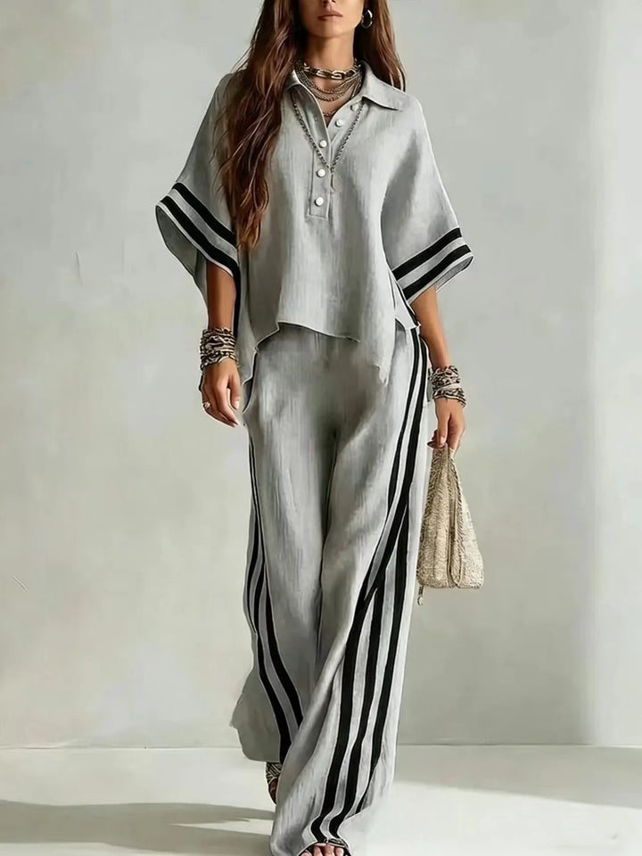 2026 Nouveaux Chemisiers à Manches Courtes pour Femmes et Pantalons Amples Ensemble de Deux Pièces