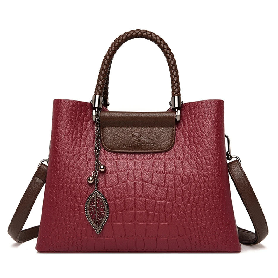 Sac bandoulière en cuir véritable 3 couches alligator pour femmes, sac à main de luxe designer