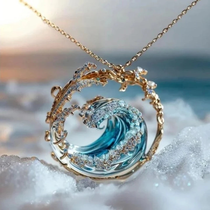 4PCS Set Wave Rings Earrings Pendants Sets Ocean Style