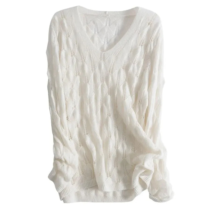 Pulls d'été oversize pour femme, sexy et ajourés, en maille fine, tendance et décontractés, unis, à col en V et manches longues, en crochet