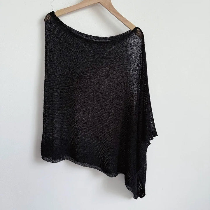 Poncho décontracté au crochet, à épaules tombantes, transparent, à motifs irréguliers, paréo de plage, haut court polyvalent, tenues de vacances