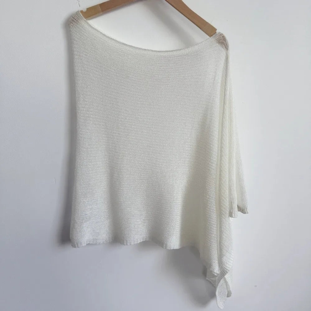 Poncho décontracté au crochet, à épaules tombantes, transparent, à motifs irréguliers, paréo de plage, haut court polyvalent, tenues de vacances
