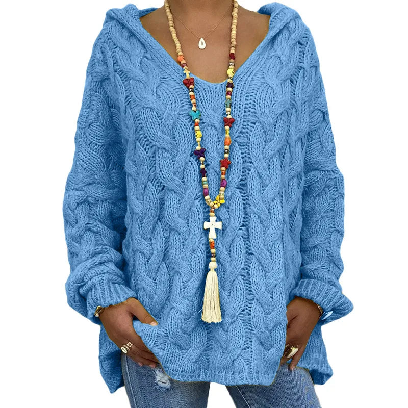 Pulls tricotés à mailles lâches et nœuds torsadés pour femme – Vêtements d'automne-hiver pour femme : sweats à capuche, pulls et manteaux