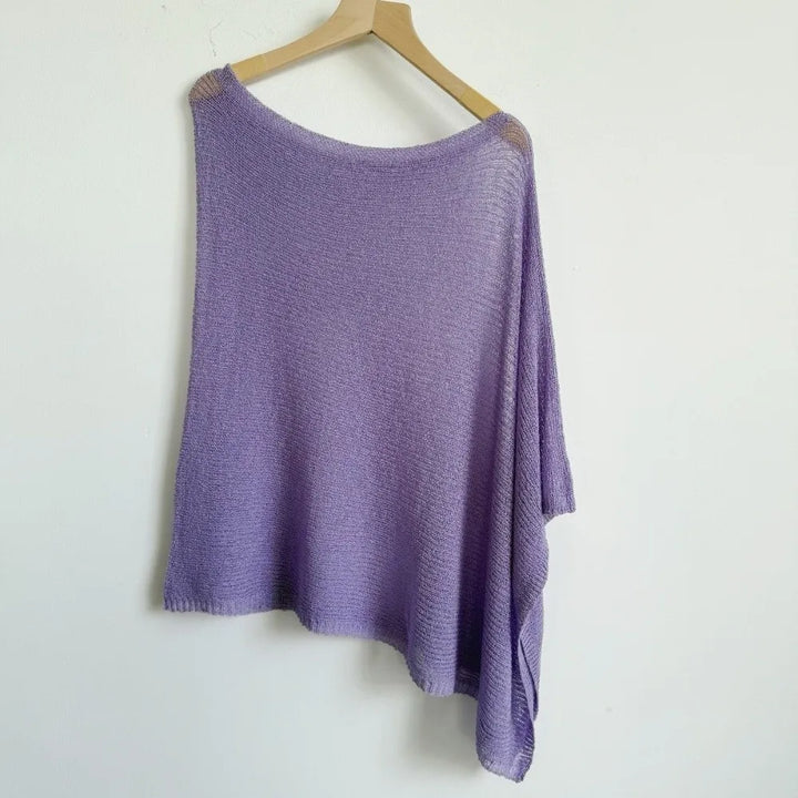 Poncho décontracté au crochet, à épaules tombantes, transparent, à motifs irréguliers, paréo de plage, haut court polyvalent, tenues de vacances