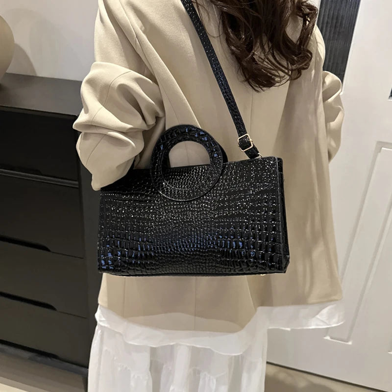 Sacs à main en cuir PU avec motif crocodile pour femmes Sac carré vert Sacs à bandoulière de marque mode Sacs à main pour femmes