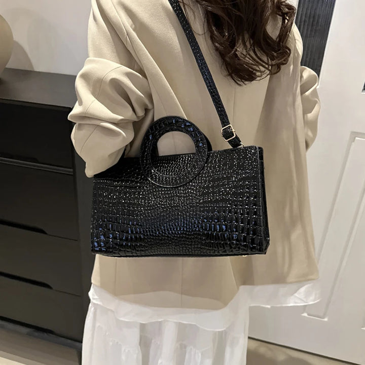 Sacs à main en cuir PU avec motif crocodile pour femmes Sac carré vert Sacs à bandoulière de marque mode Sacs à main pour femmes