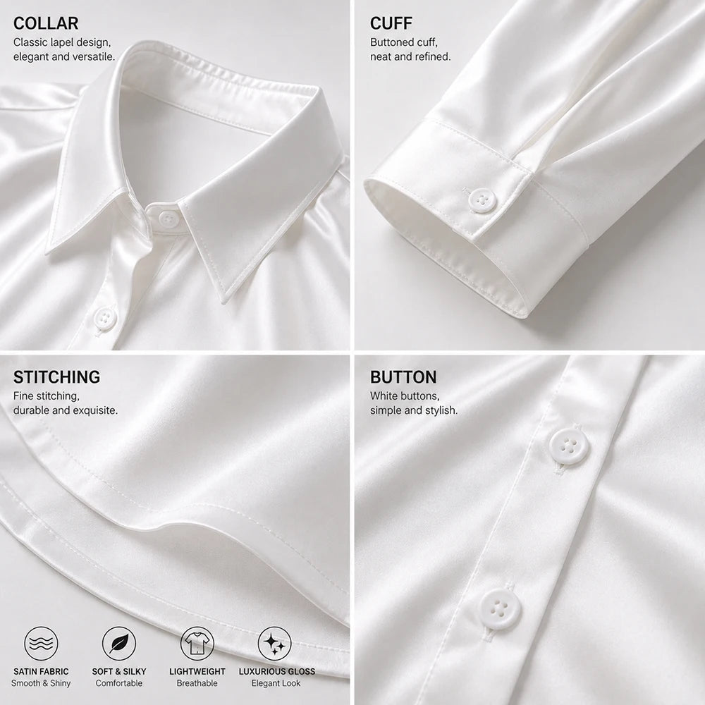 Chemise Satin Femme à Gros Points de Couleur