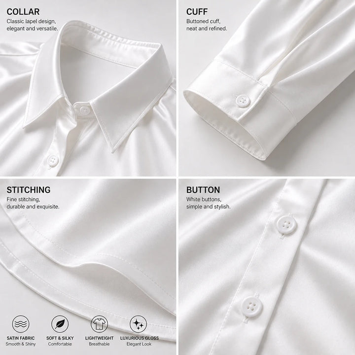 Chemise Satin Femme à Gros Points de Couleur