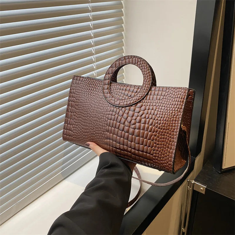 Sacs à main en cuir PU avec motif crocodile pour femmes Sac carré vert Sacs à bandoulière de marque mode Sacs à main pour femmes
