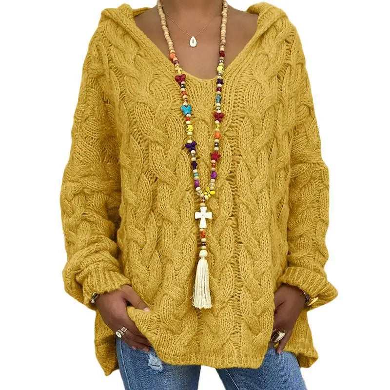 Pulls tricotés à mailles lâches et nœuds torsadés pour femme – Vêtements d'automne-hiver pour femme : sweats à capuche, pulls et manteaux