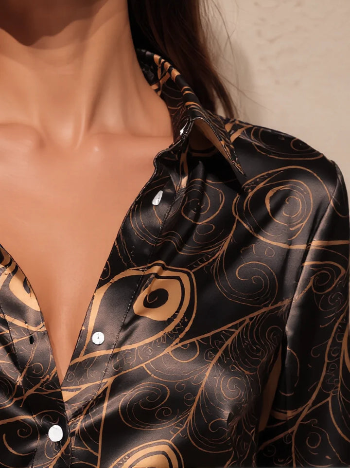 Chemise Satin Femme à Gros Points de Couleur