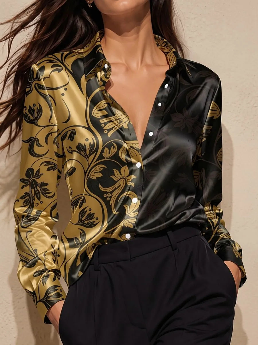 Chemise Satin Femme à Gros Points de Couleur