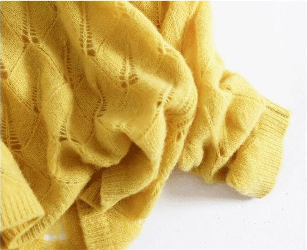 Pulls d'été oversize pour femme, sexy et ajourés, en maille fine, tendance et décontractés, unis, à col en V et manches longues, en crochet
