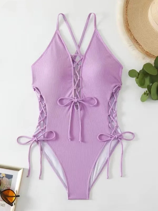 Ensemble tankini à motif floral imprimé  Maillot de bain pour fille : soutien-gorge sans bretelles à bretelles réglables et short de bain à motif floral, bikini à cordon de serrage, ensemble de plage pour femme